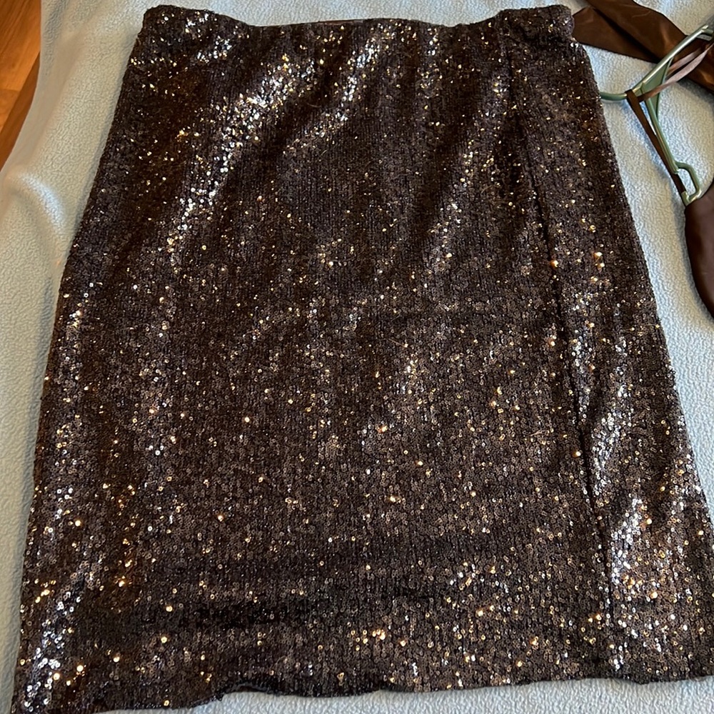 Knee length navy sequences glitter skirt heavy gets lots of compliments